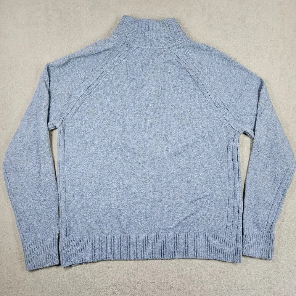 Banana Republic Sweater Mens L Blue Recycled Wool Blend Mock Neck Italian Yarn